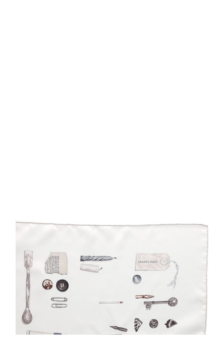 HERMÈS 90 In The Pocket Scarf White Silk