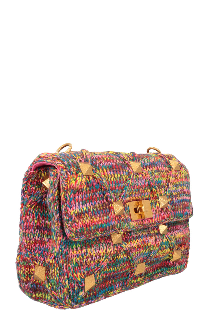VALENTINO Large Roman Stud Bag Tweed Multicolor