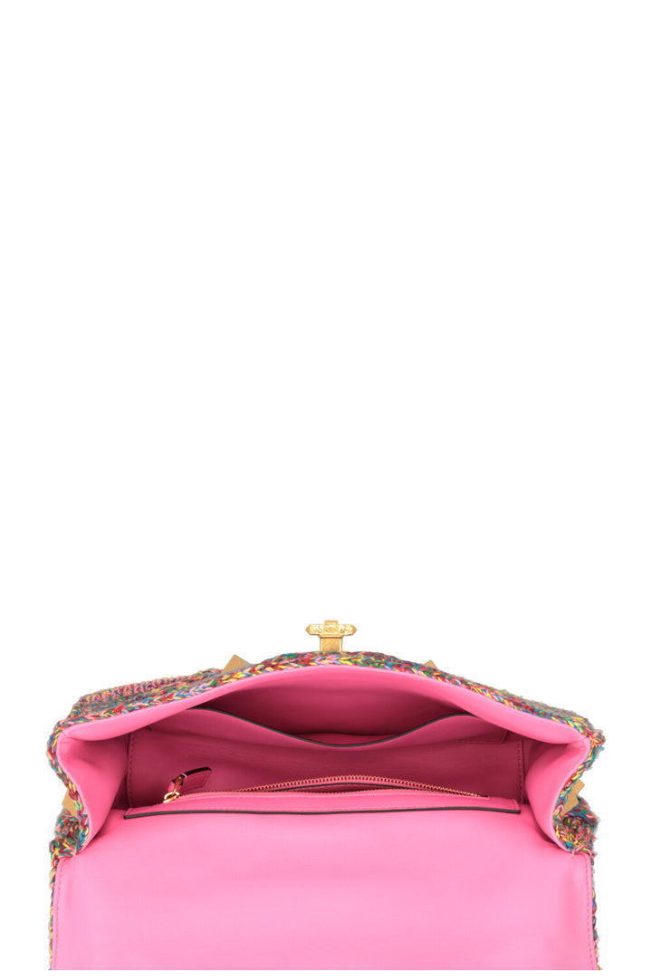 VALENTINO Large Roman Stud Bag Tweed Multicolor