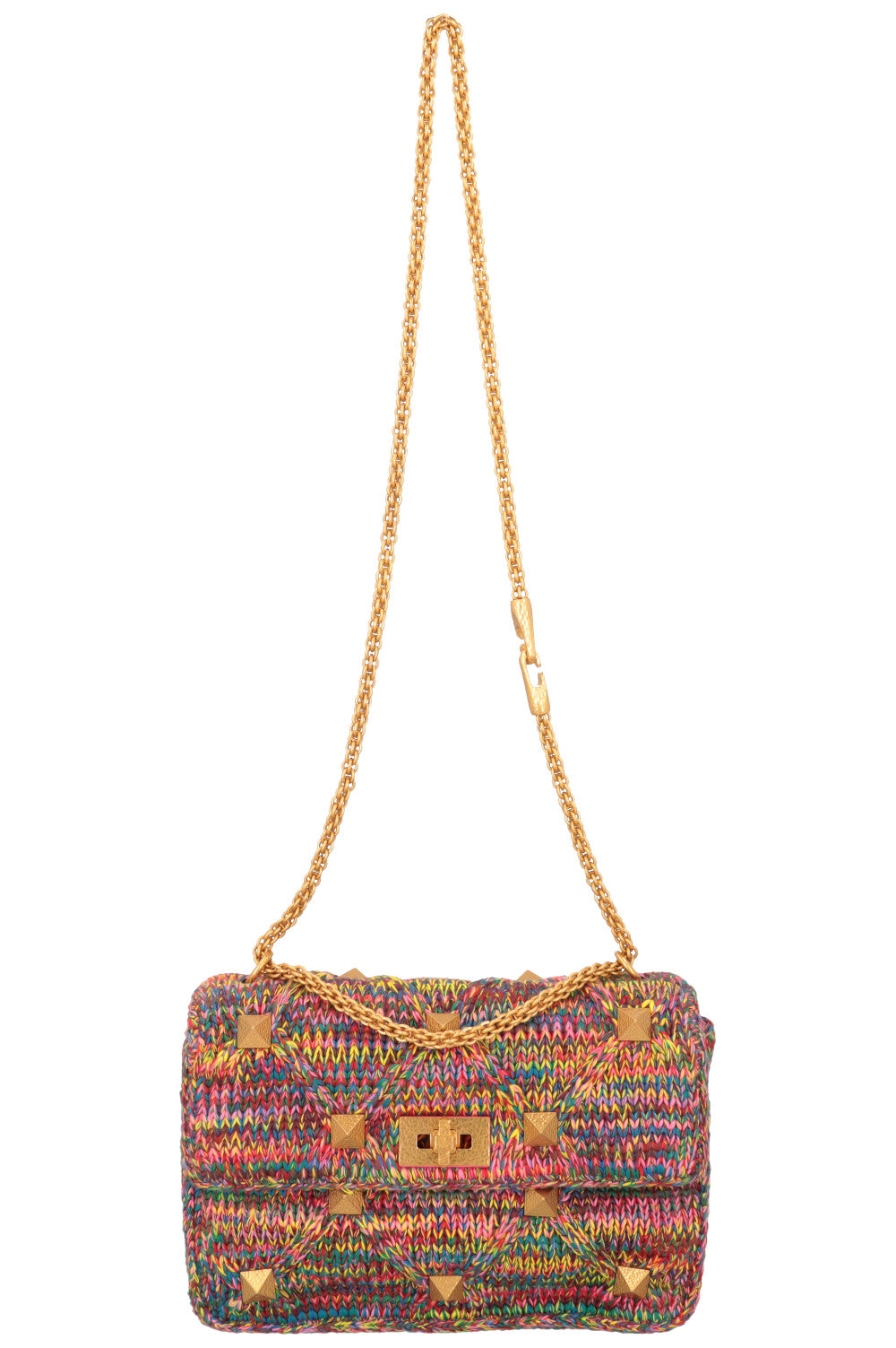 VALENTINO Large Roman Stud Bag Tweed Multicolor