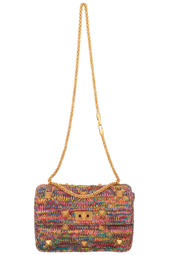 VALENTINO Large Roman Stud Bag Tweed Multicolor