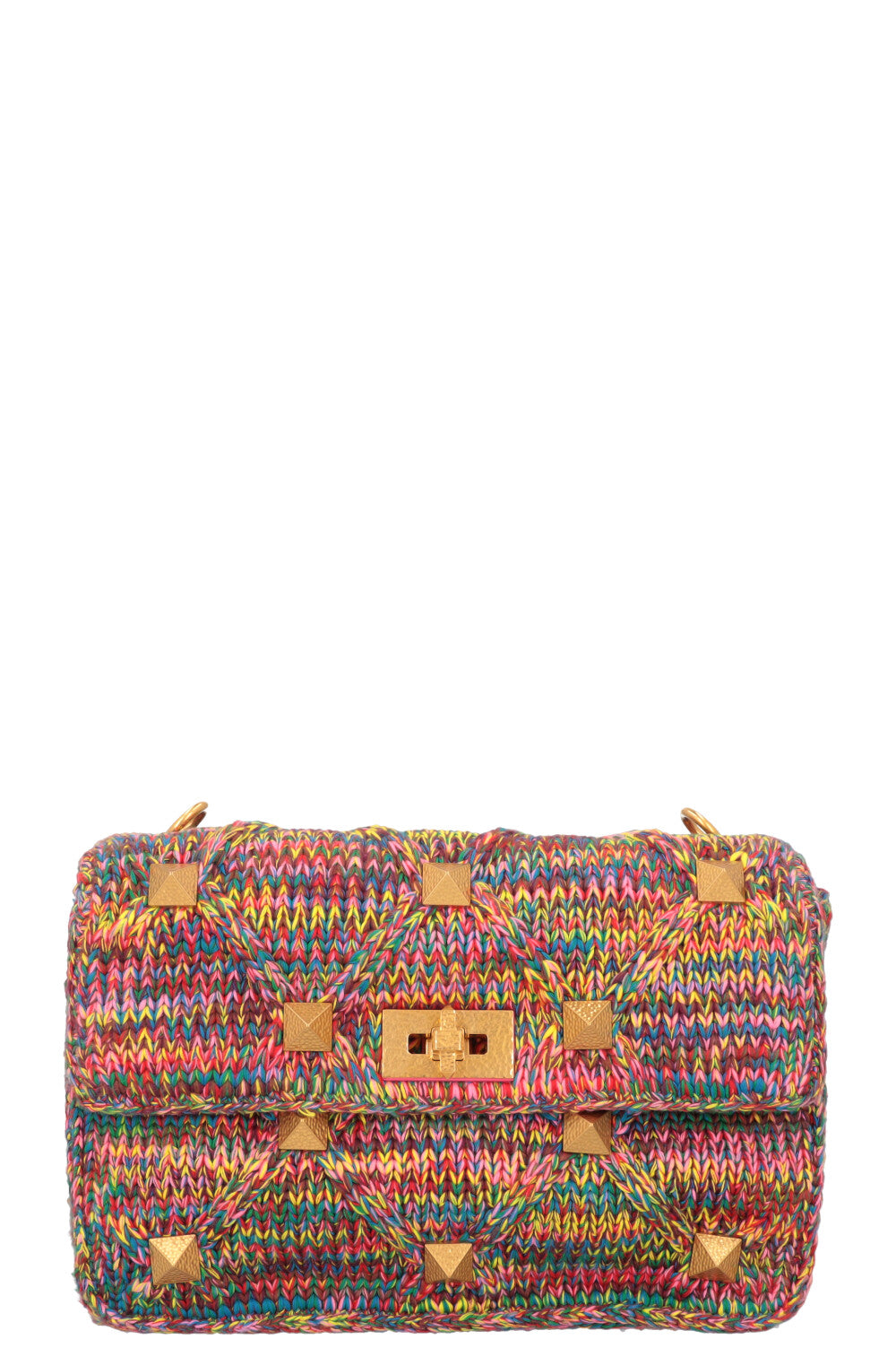 VALENTINO Large Roman Stud Bag Tweed Multicolor REAWAKE