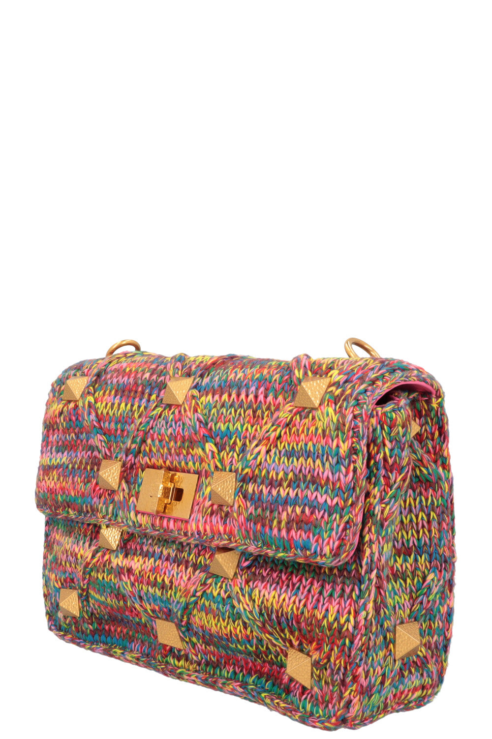 VALENTINO Large Roman Stud Bag Tweed Multicolor