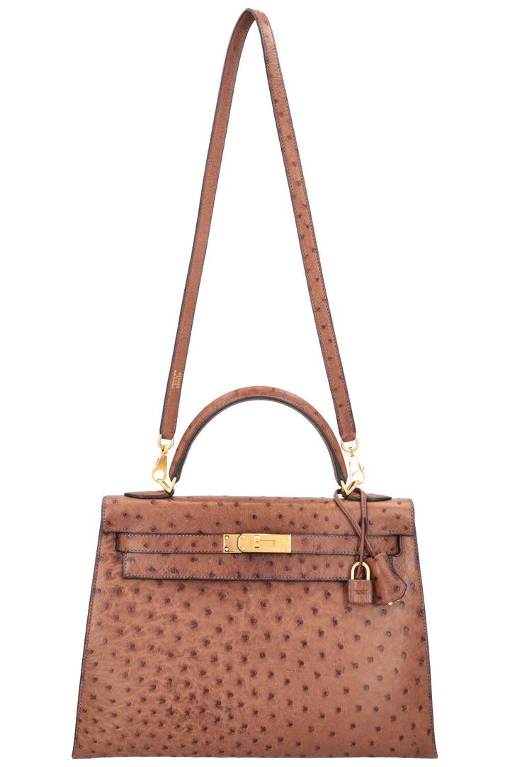 Kelly 32 Sellier Ostrich Noisette