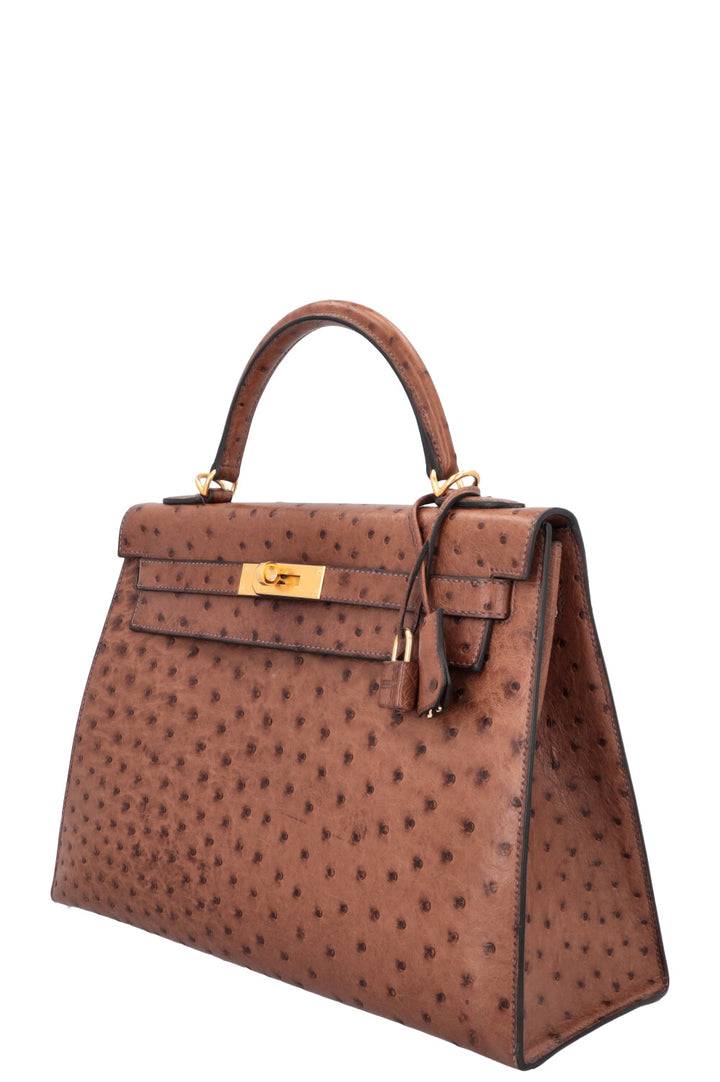 Kelly 32 Sellier Ostrich Noisette