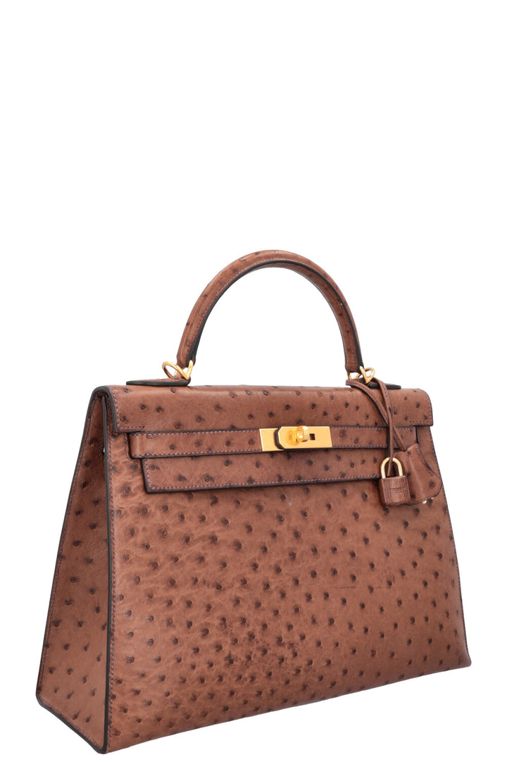 Kelly 32 Sellier Ostrich Noisette