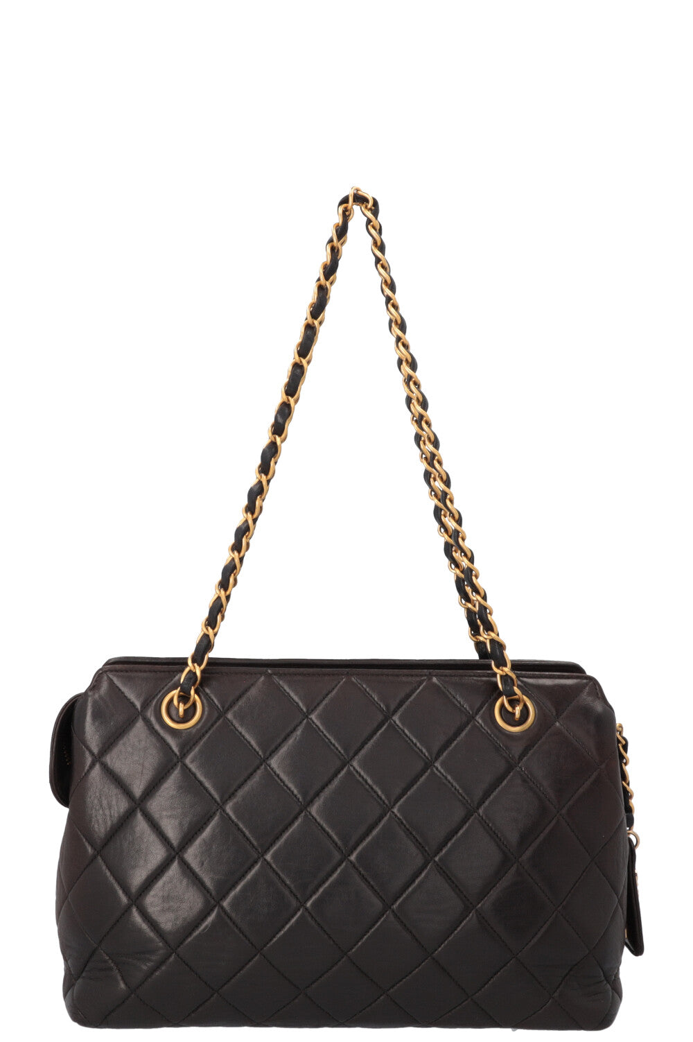 CHANEL Vintage Quilted Shoulder Bag Black