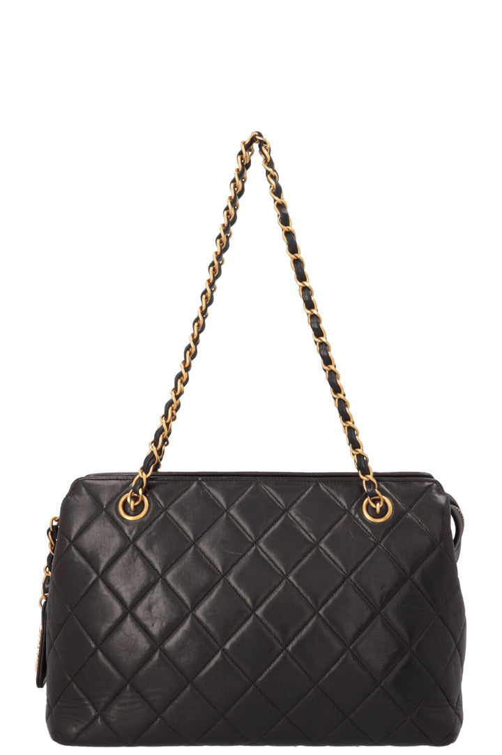 CHANEL Vintage Quilted Shoulder Bag Black