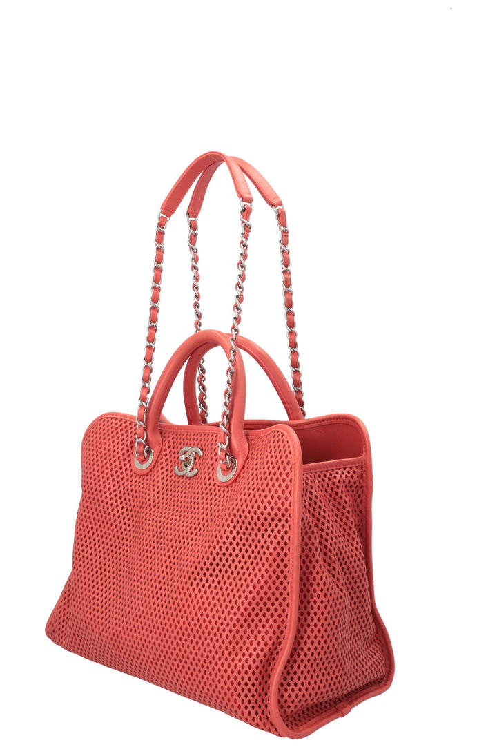 CHANEL Up in the Air Tote Leather Coral