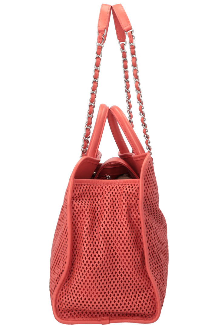 CHANEL Up in the Air Tote Leather Coral