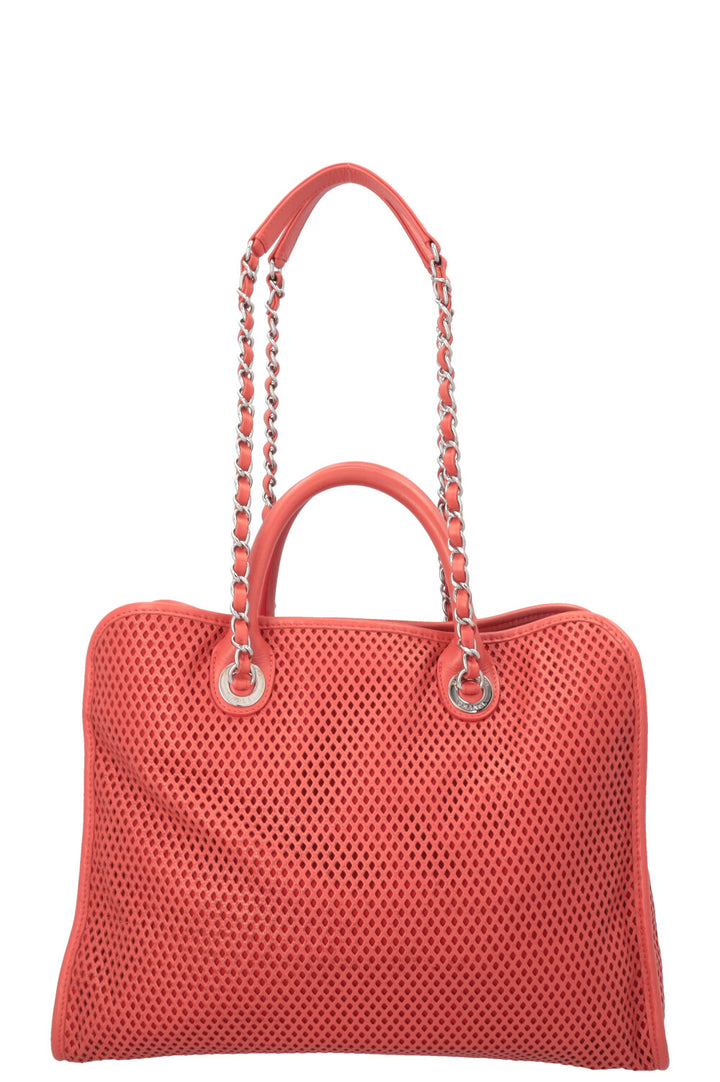 CHANEL Up in the Air Tote Leather Coral