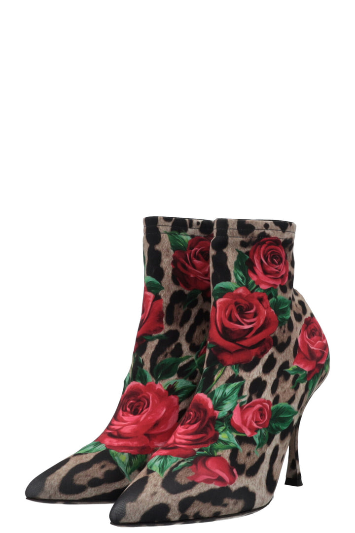 DOLCE&GABBANA Cheetah Rose Sock Heels