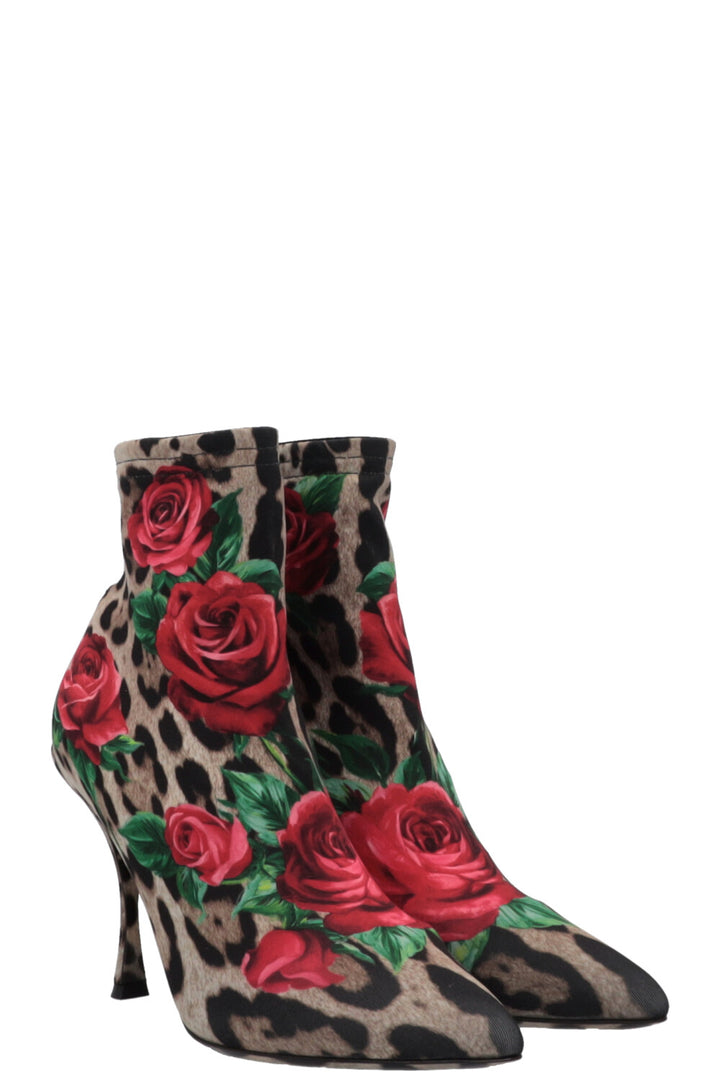 DOLCE&GABBANA Cheetah Rose Sock Heels