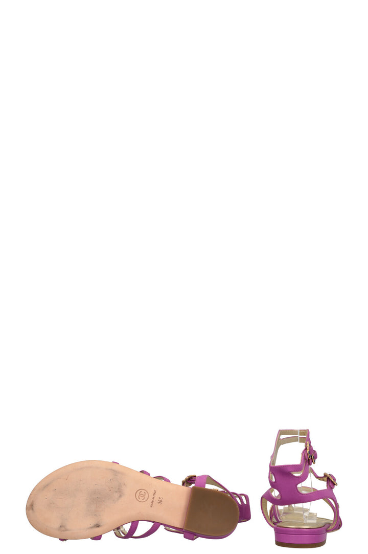 CHANEL 2015 Gripoix Sandals Purple