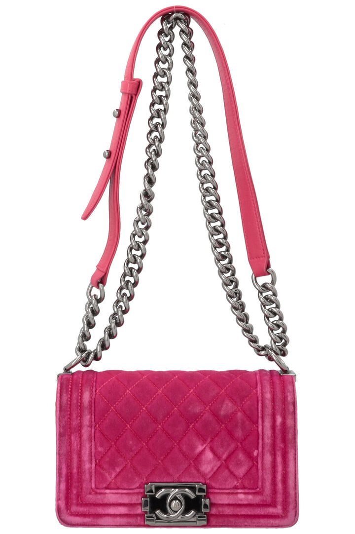 CHANEL Boy Bag Small Velvet Pink