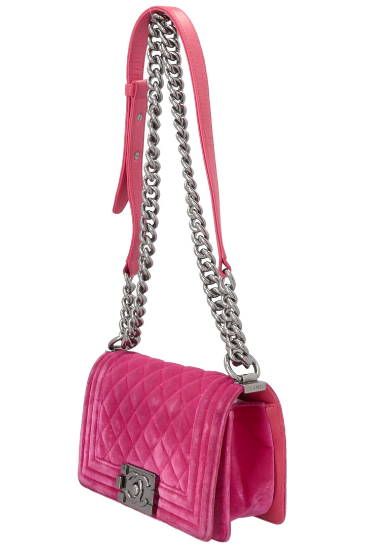CHANEL Boy Bag Small Velvet Pink