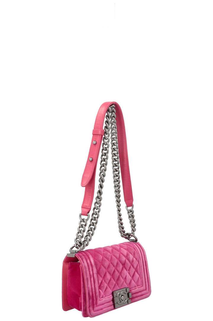 CHANEL Boy Bag Small Velvet Pink