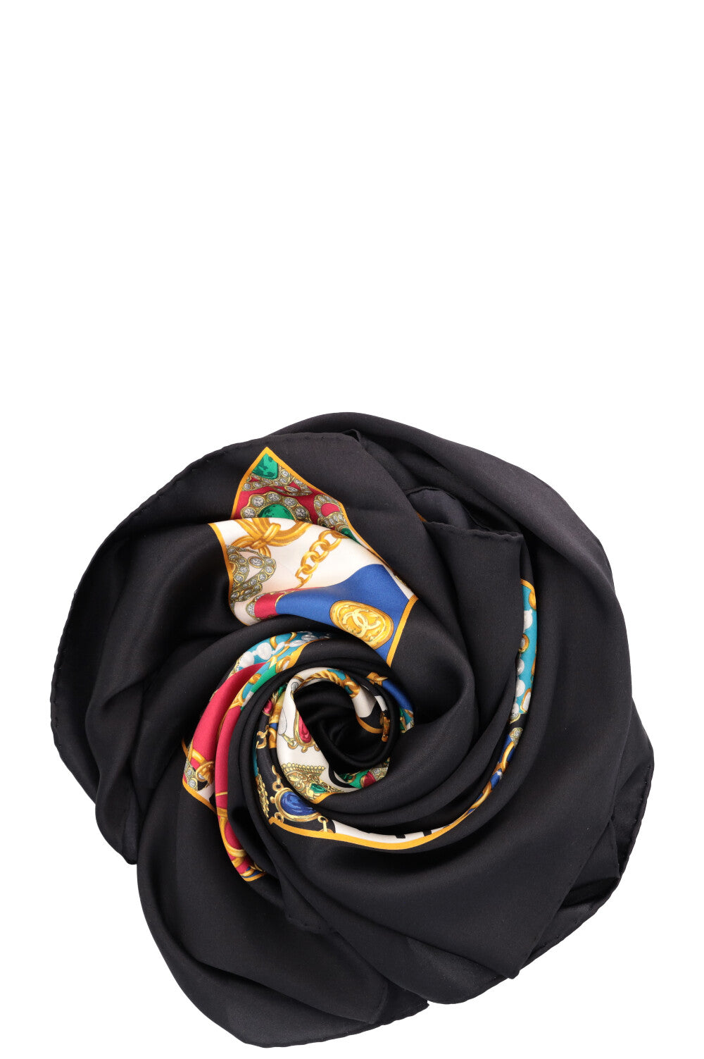 CHANEL Vintage CC Scarf 90 Silk Black