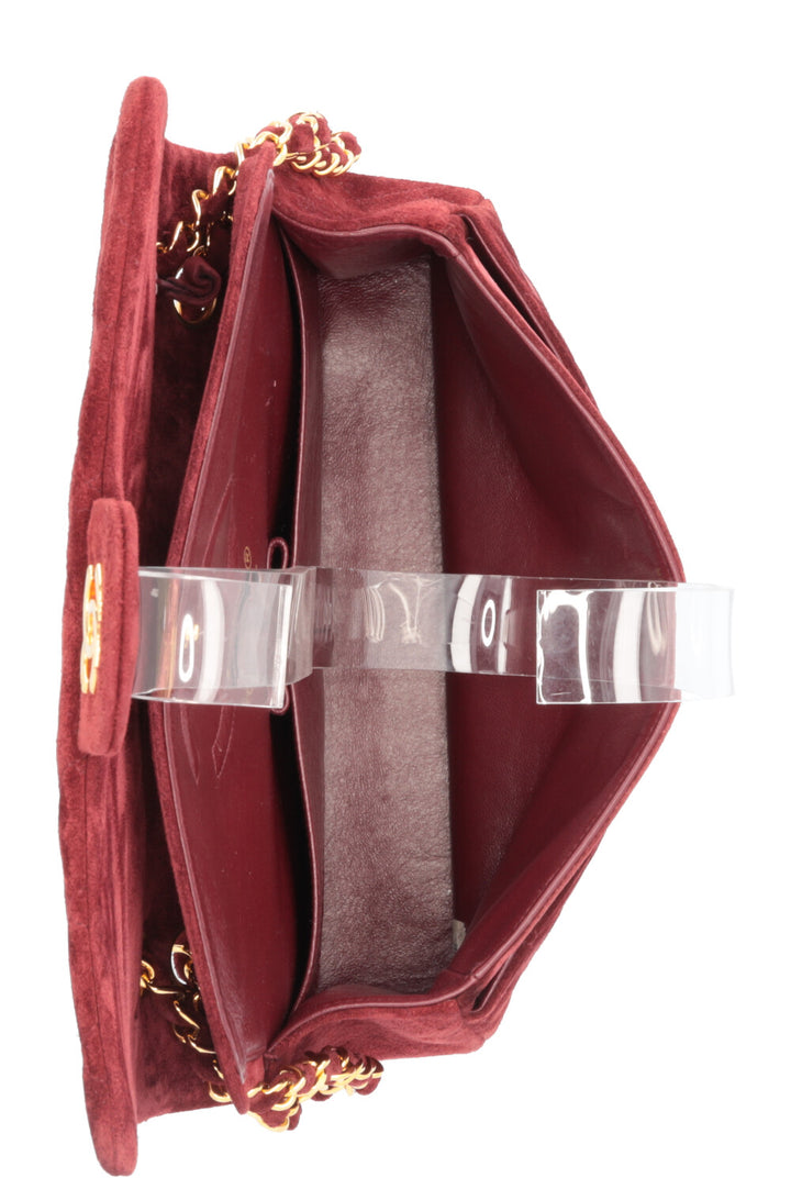 CHANEL Vintage Double Flap Bag Suede Burgundy