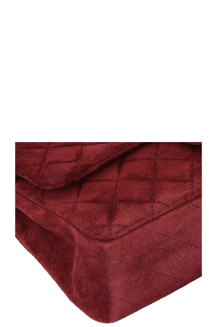 CHANEL Vintage Double Flap Bag Suede Burgundy