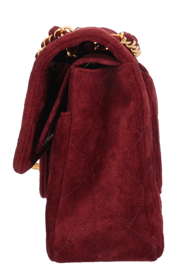 CHANEL Vintage Double Flap Bag Suede Burgundy