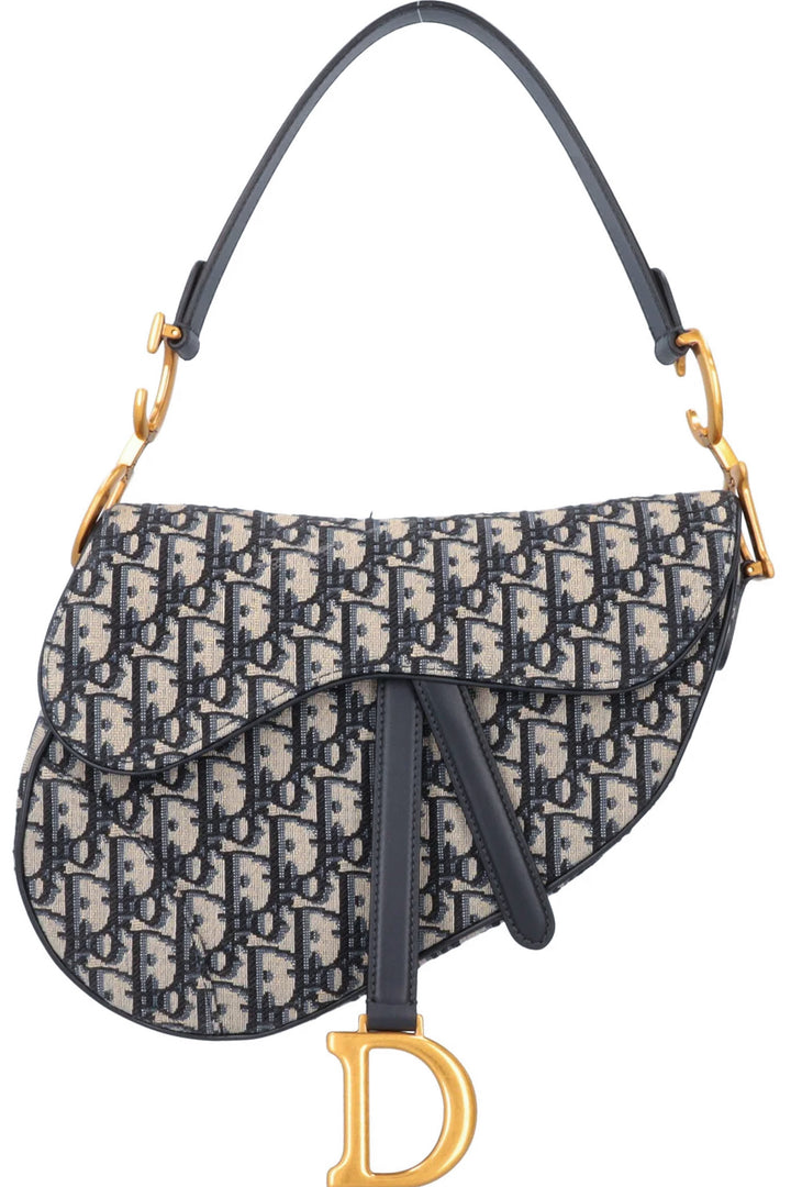 CHRISTIAN DIOR Saddle Bag toile oblique bleue