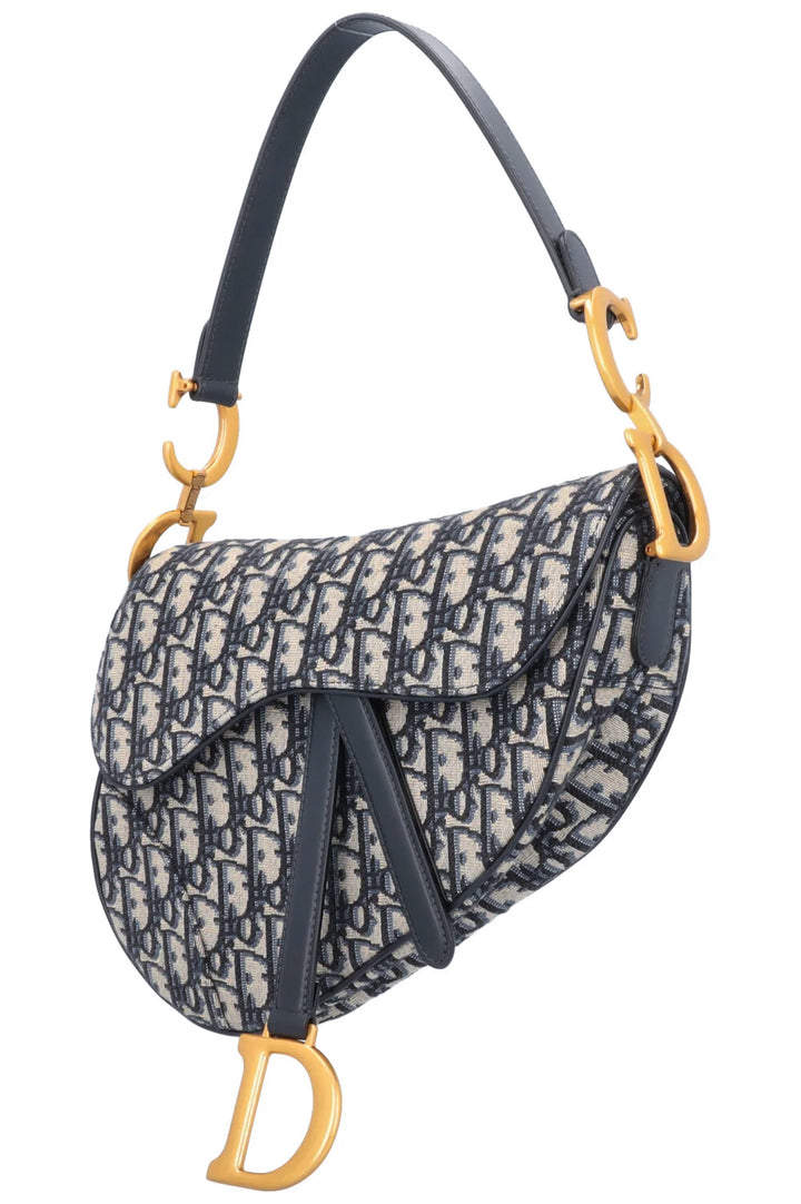 CHRISTIAN DIOR Saddle Bag toile oblique bleue