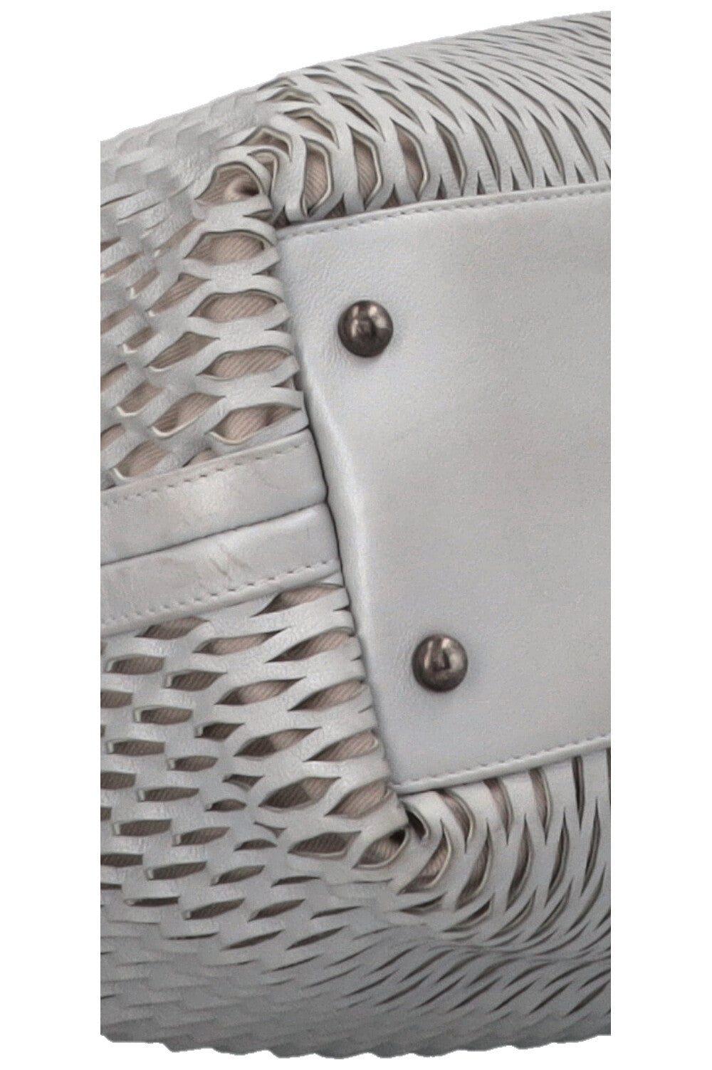 CHANEL Laser Cut Perforated CC Tote Bag Silver