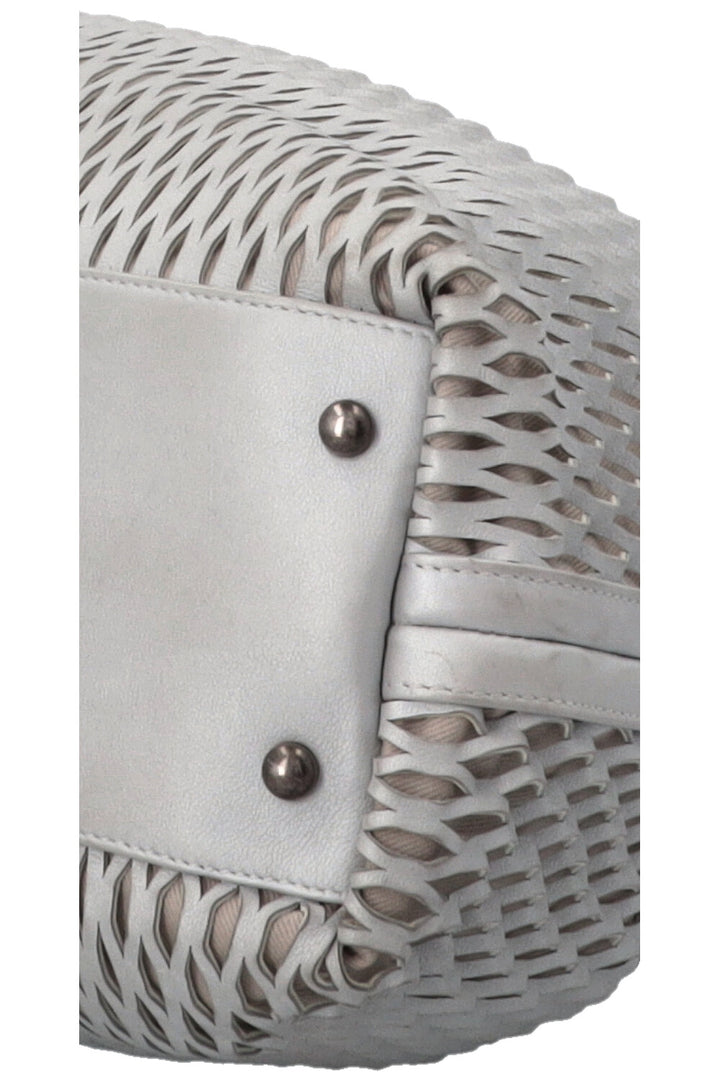 CHANEL Laser Cut Perforated CC Tote Bag Silver