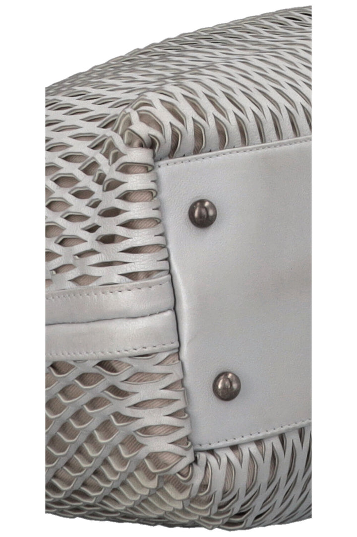 CHANEL Laser Cut Perforated CC Tote Bag Silver