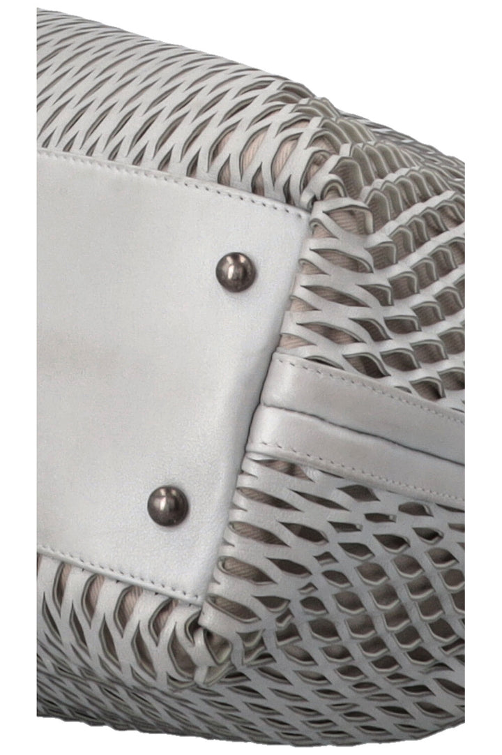 CHANEL Laser Cut Perforated CC Tote Bag Silver