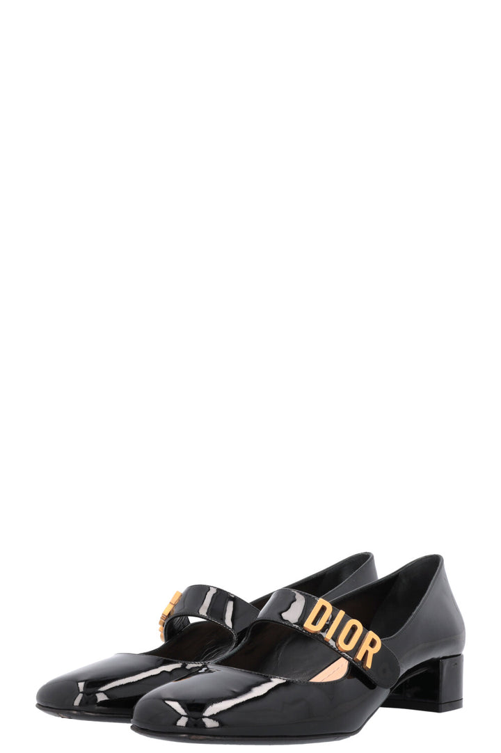 CHRISTIAN DIOR Baby-D Mary Jane Heels Patent Black