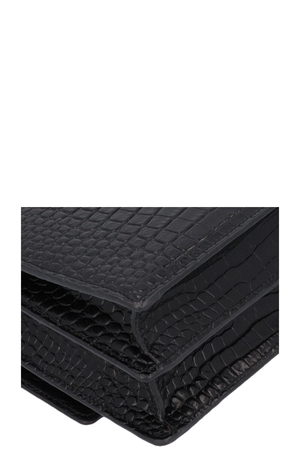 SAINT LAURENT Small Croc Embossed Sunset Bag Black