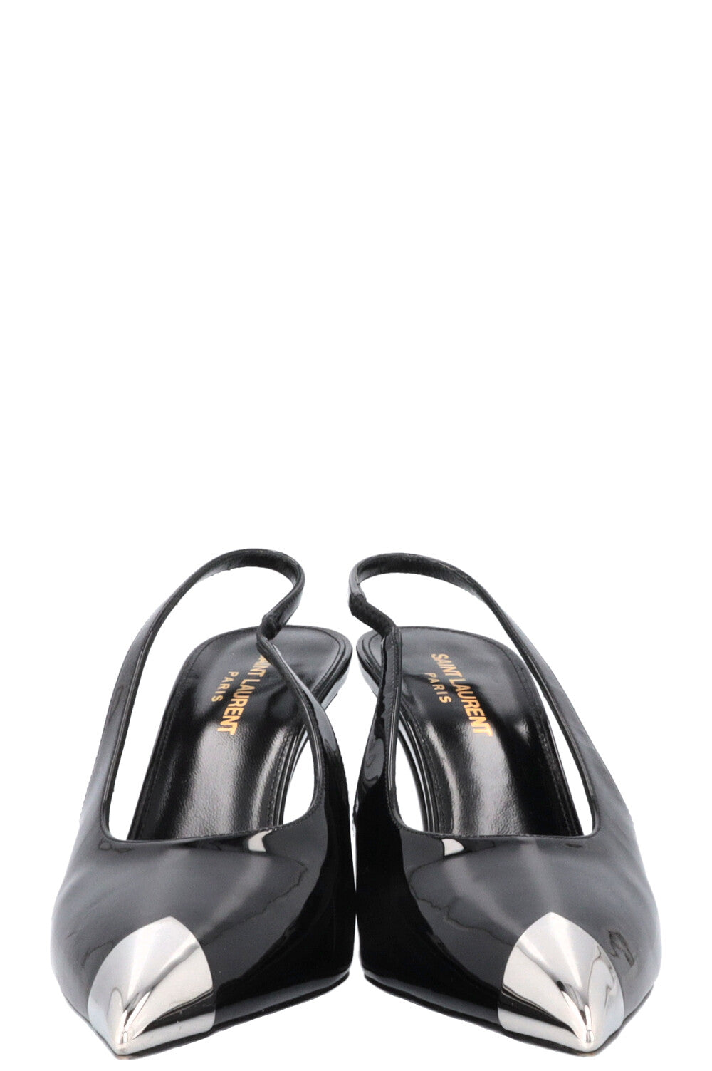 SAINT LAURENT Avenue 95 Heels Patent Black Silver