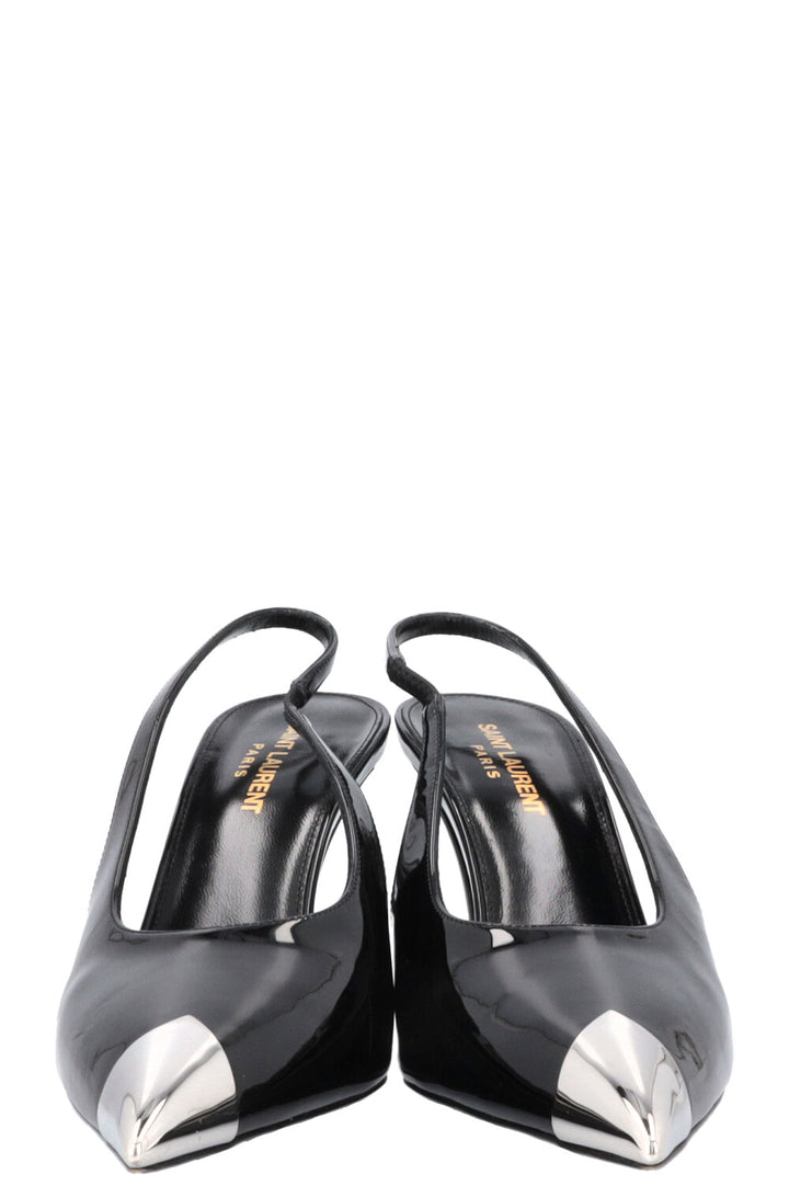 SAINT LAURENT Avenue 95 Heels Patent Black Silver