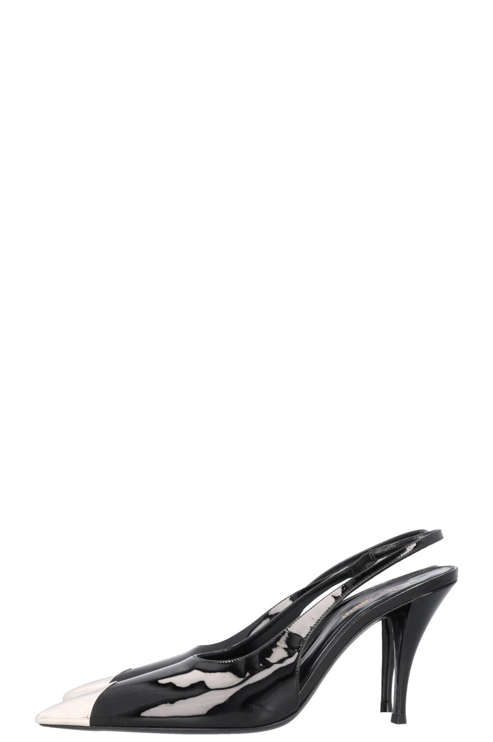 SAINT LAURENT Avenue 95 Heels Patent Black Silver