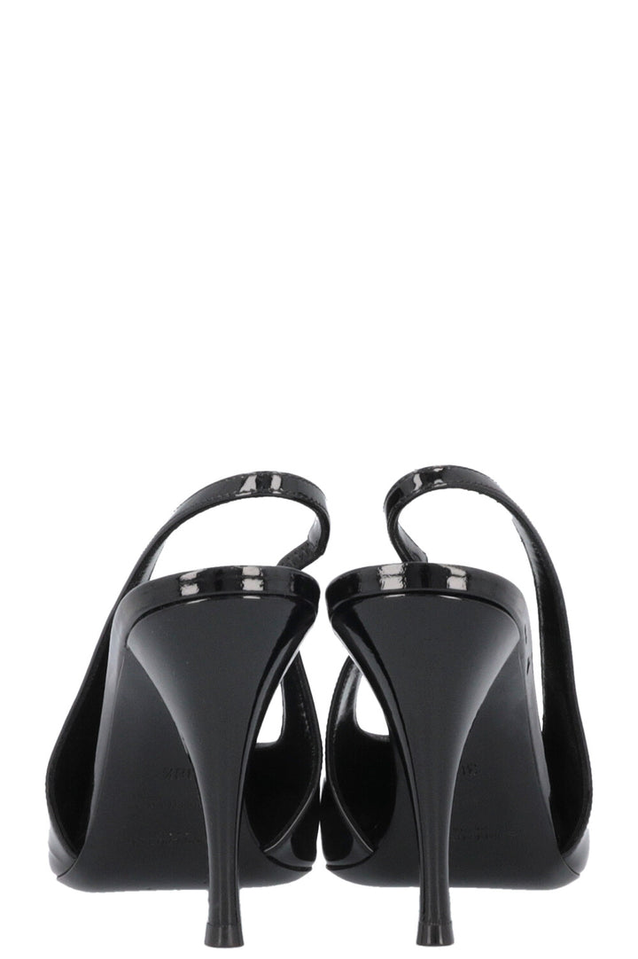 SAINT LAURENT Avenue 95 Heels Patent Black Silver