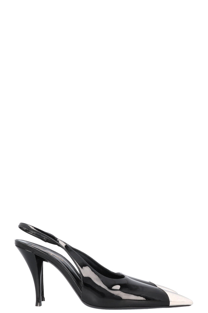 SAINT LAURENT Avenue 95 Heels Patent Black Silver