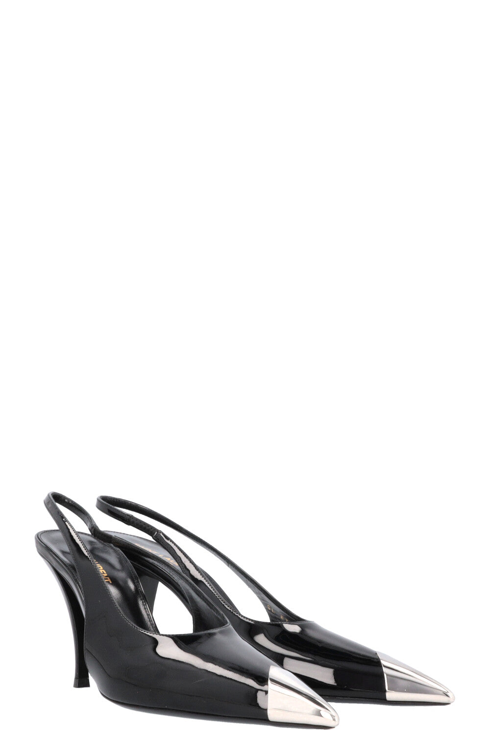 SAINT LAURENT Avenue 95 Heels Patent Black Silver