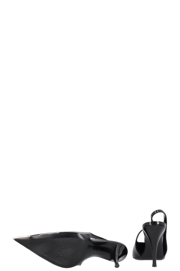 SAINT LAURENT Avenue 95 Heels Patent Black Silver