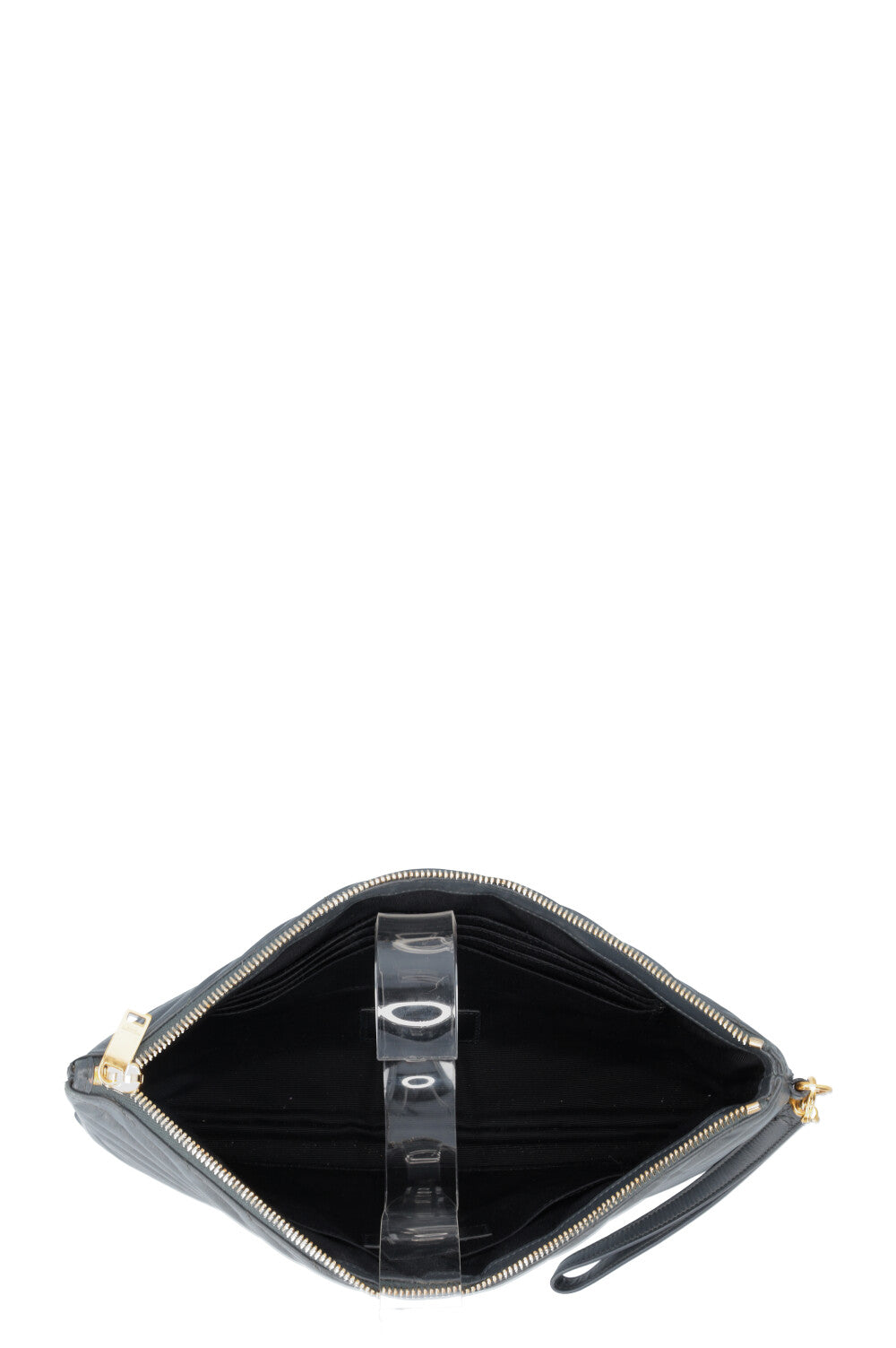 SAINT LAURENT V Stitch Cassandre Zip Clutch Grey