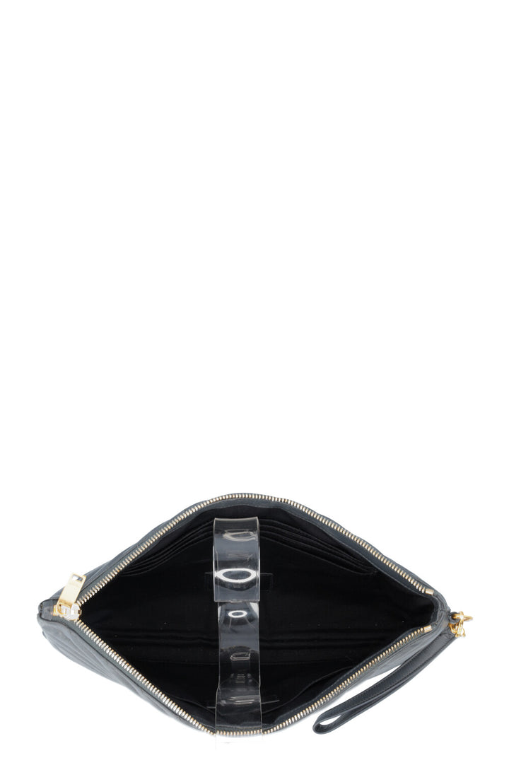 SAINT LAURENT V Stitch Cassandre Zip Clutch Grey
