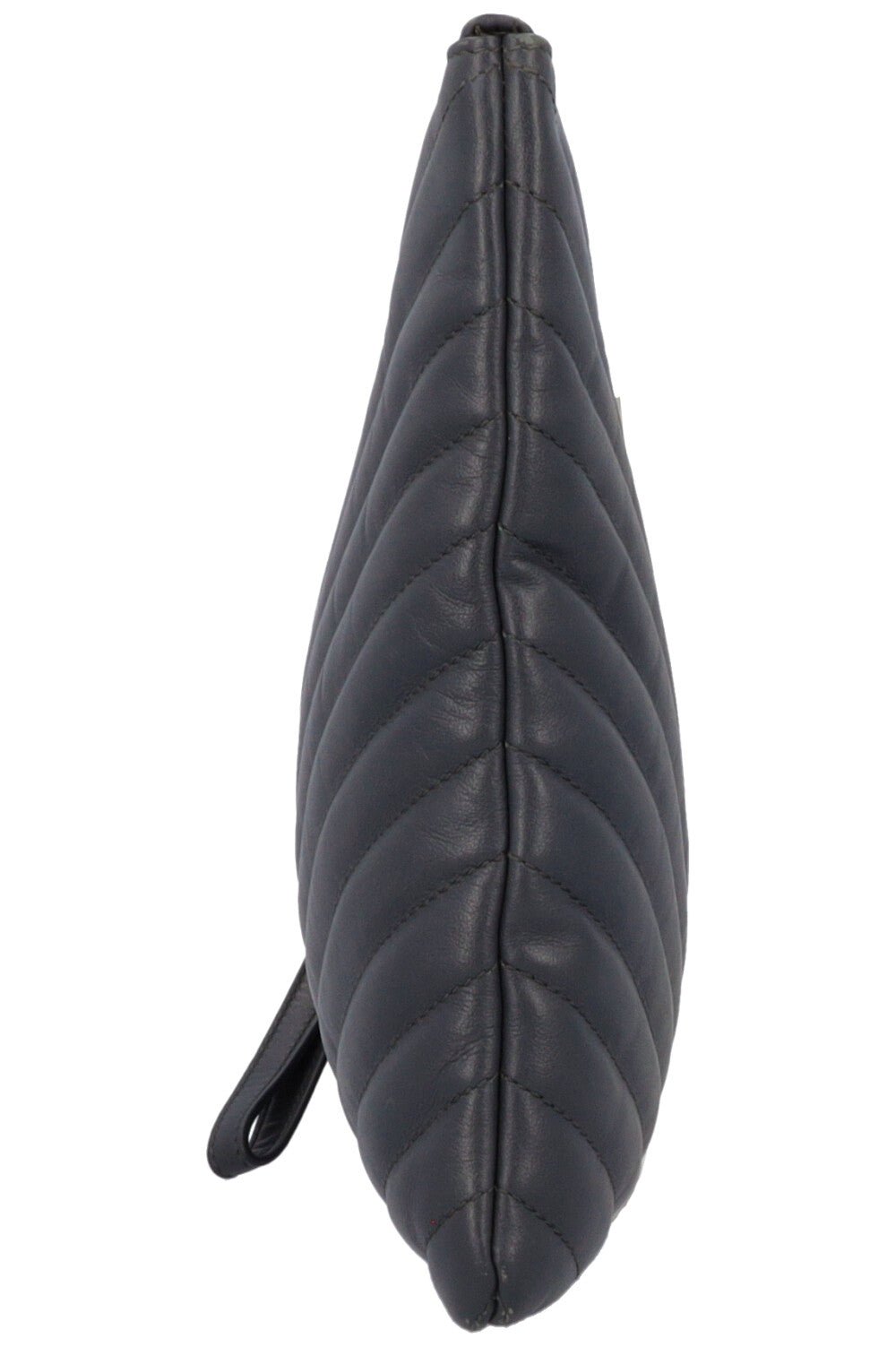 SAINT LAURENT V Stitch Cassandre Zip Clutch Grey