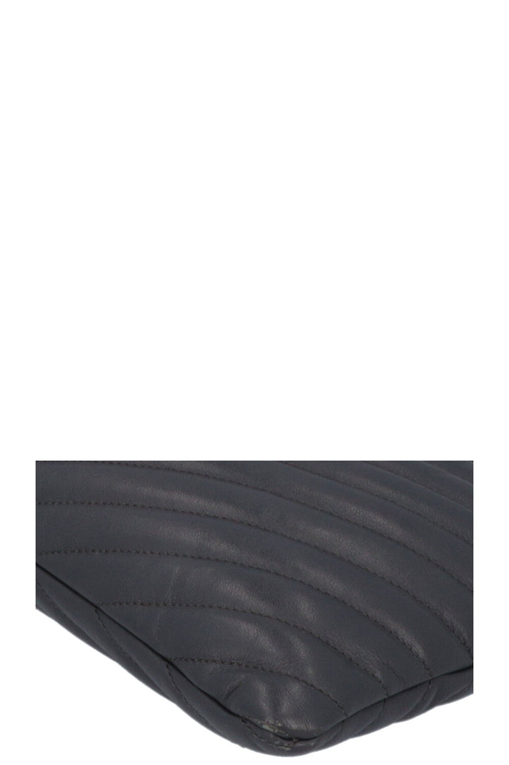 SAINT LAURENT V Stitch Cassandre Zip Clutch Grey