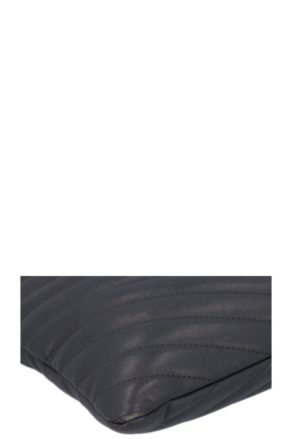 SAINT LAURENT V Stitch Cassandre Zip Clutch Grey