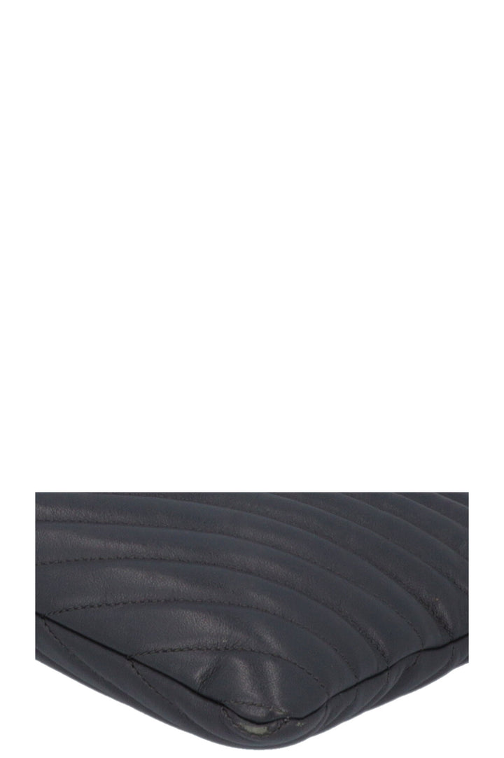 SAINT LAURENT V Stitch Cassandre Zip Clutch Grey