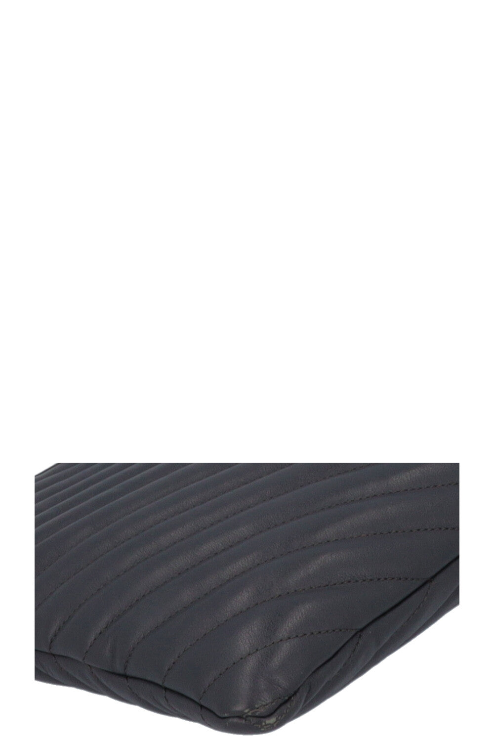 SAINT LAURENT V Stitch Cassandre Zip Clutch Grey