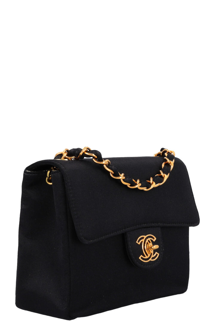 CHANEL Mini Square Satin Crossbody Bag Black