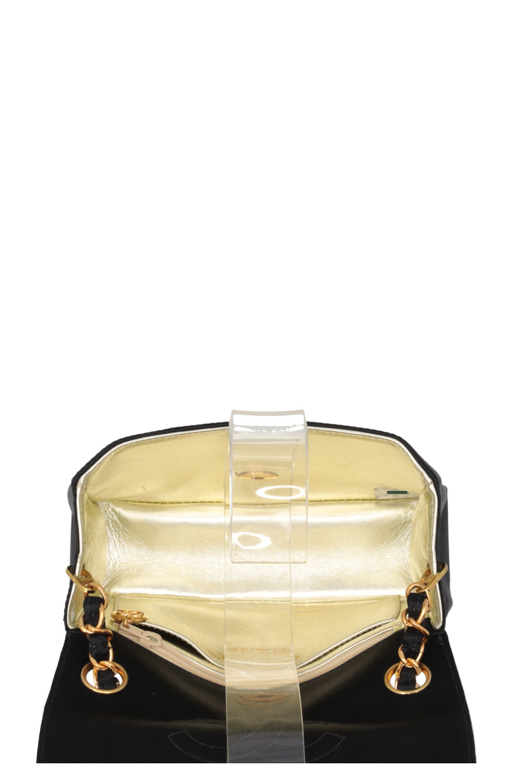 CHANEL Mini Square Satin Crossbody Bag Black