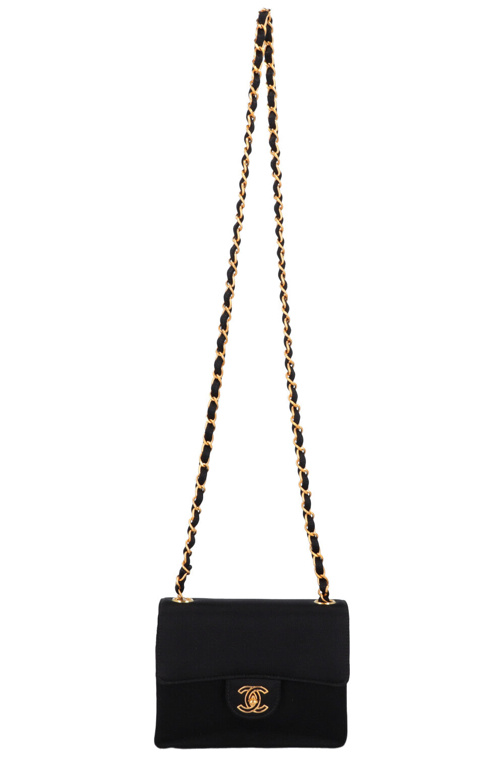 CHANEL Mini Square Satin Crossbody Bag Black